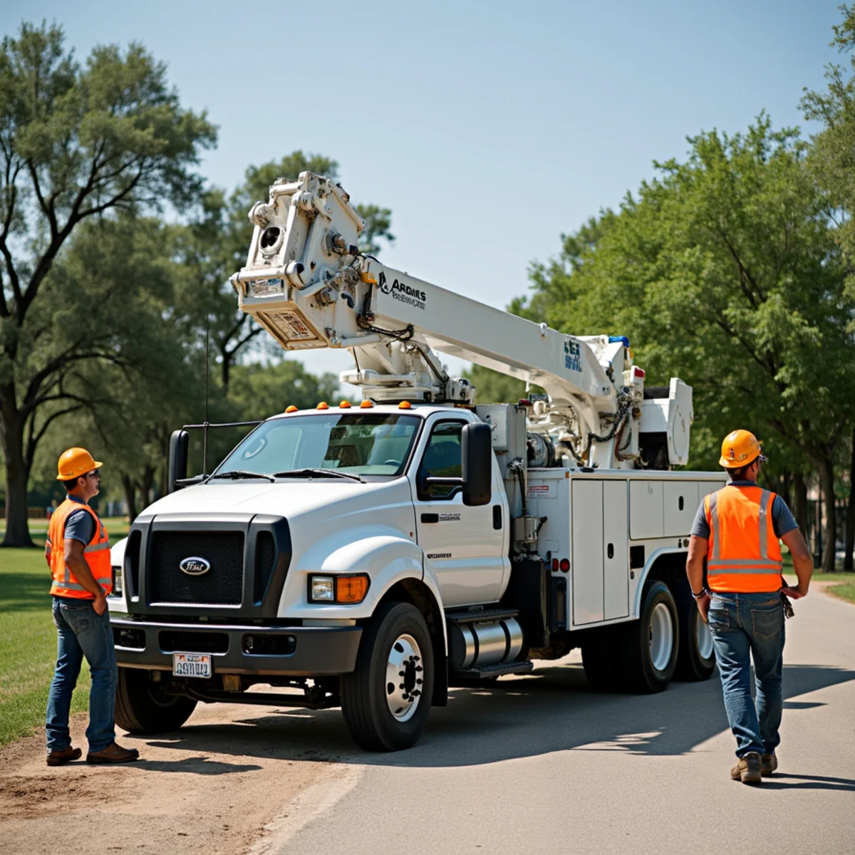Abba's Arbor Care professional commercial bucket trucks, chipper, and crane fleet in Kansas City