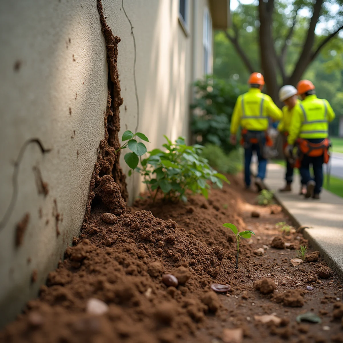 Shrinking Missouri clay soil creating gap around residential foundation