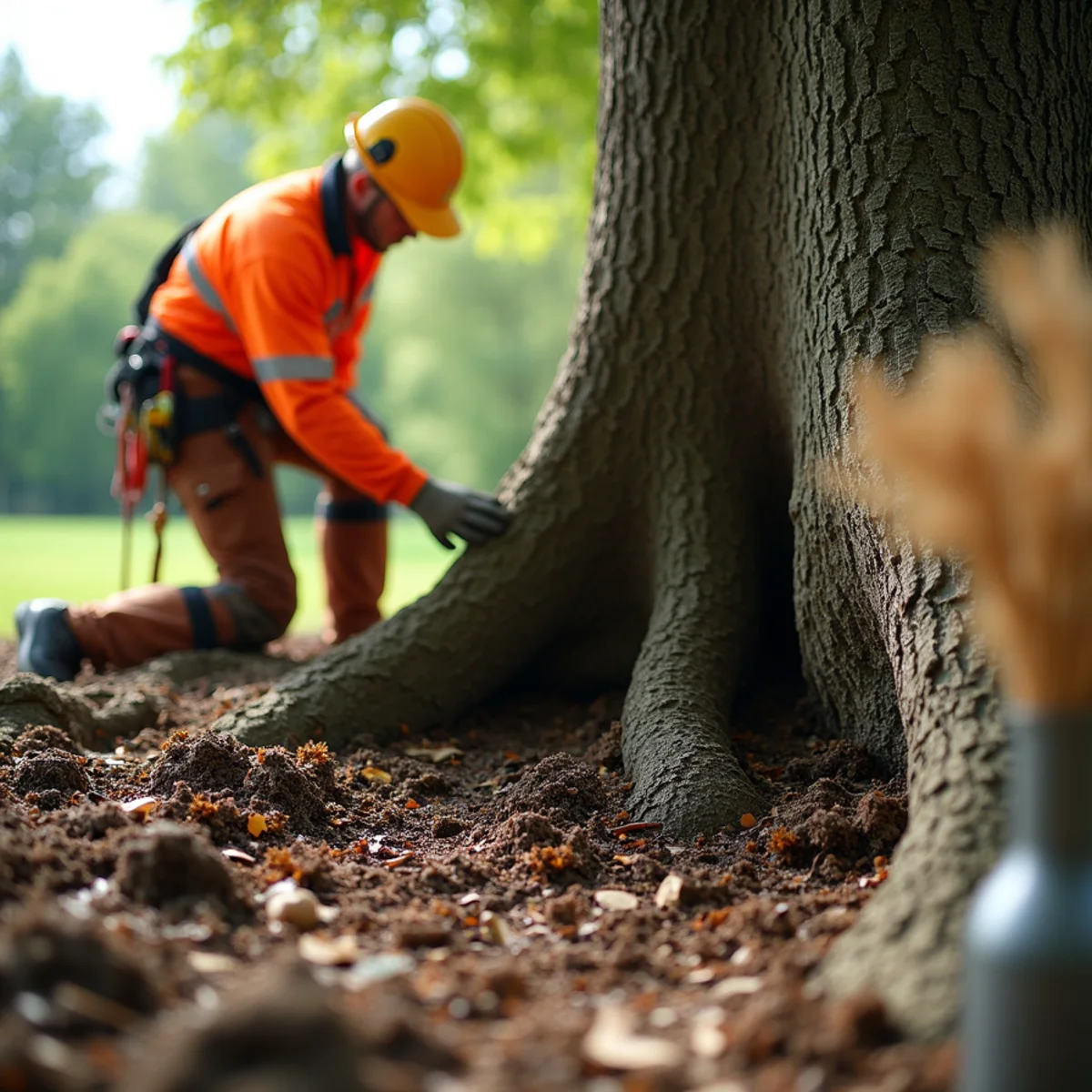 Subterranean root graft transmission diagram between adjacent oak trees
