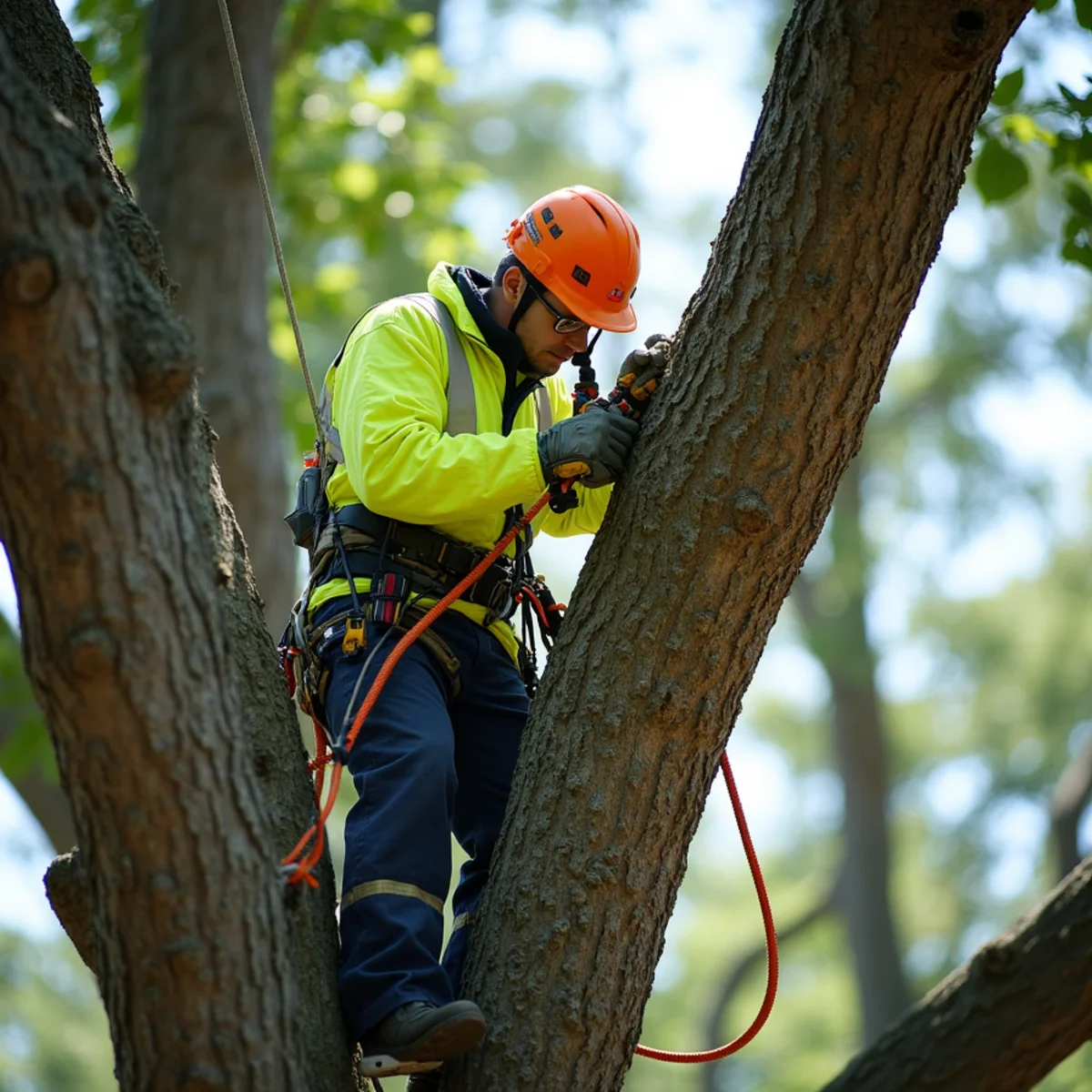 Certified arborist performing fallen tree on house removal in Kansas City MO
