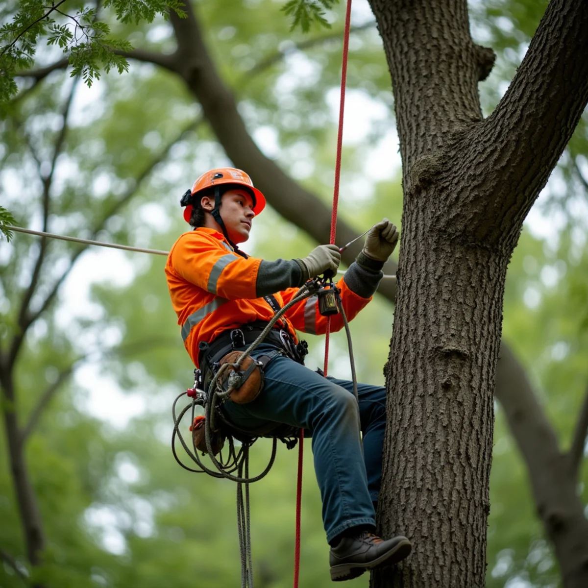 Certified arborist performing tree removal service in Kansas City MO